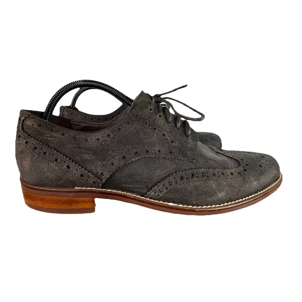 Joseph Abboud Mens Shoes 10.5 D Gray‎ Suede Leather Wing Tip Fredrick Oxford